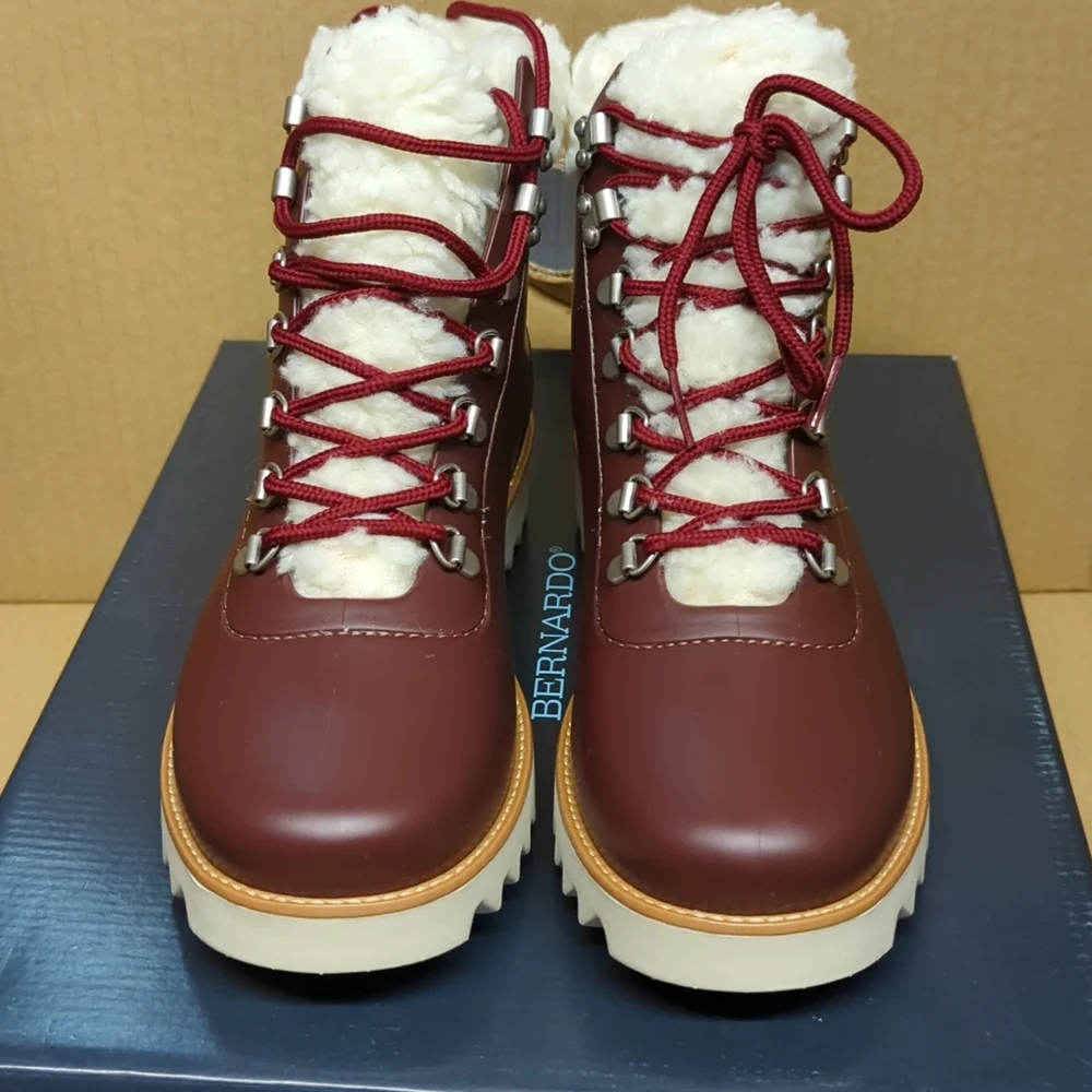 Anthropologie Bernardo Wiley rain Hit Chocolate Rain/winter  Boots, Size 8 - Picture 3 of 10